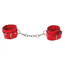 Shots Ouch Red Leather Hand Cuffs