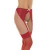 Red Floral Suspender Belt with Bow and Stockings